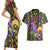 Mardi Gras Glitter Mask with Fleur-de-lis Couples Matching Short Sleeve Bodycon Dress and Hawaiian Shirt LT9 - Wonder Print Shop