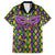 Mardi Gras Glitter Mask with Fleur-de-lis Family Matching Short Sleeve Bodycon Dress and Hawaiian Shirt - Wonder Print Shop