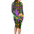 Mardi Gras Glitter Mask with Fleur-de-lis Long Sleeve Bodycon Dress - Wonder Print Shop