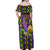 Mardi Gras Glitter Mask with Fleur-de-lis Off Shoulder Maxi Dress - Wonder Print Shop