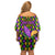 Mardi Gras Glitter Mask with Fleur-de-lis Off Shoulder Short Dress - Wonder Print Shop