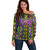 Mardi Gras Glitter Mask with Fleur-de-lis Off Shoulder Sweater - Wonder Print Shop