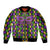 Mardi Gras Glitter Mask with Fleur-de-lis Sleeve Zip Bomber Jacket - Wonder Print Shop