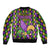 Mardi Gras Glitter Mask with Fleur-de-lis Sleeve Zip Bomber Jacket - Wonder Print Shop