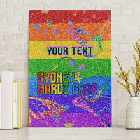 Rainbow glitter canvas wall art with YOUR TEXT and Sydney Mardi Gras lettering