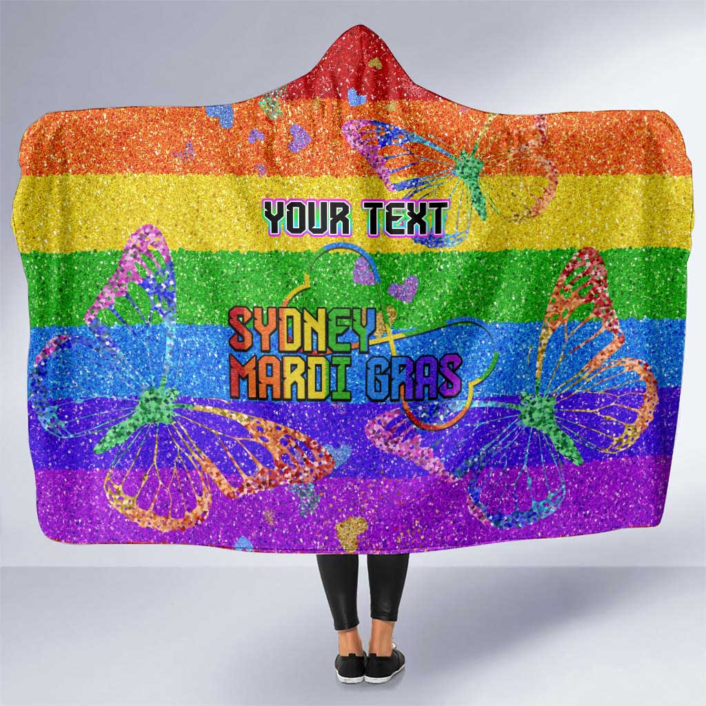 Sydney Mardi Gras Personalized Hooded Blanket Pride Rainbow Glitter Colorful Style