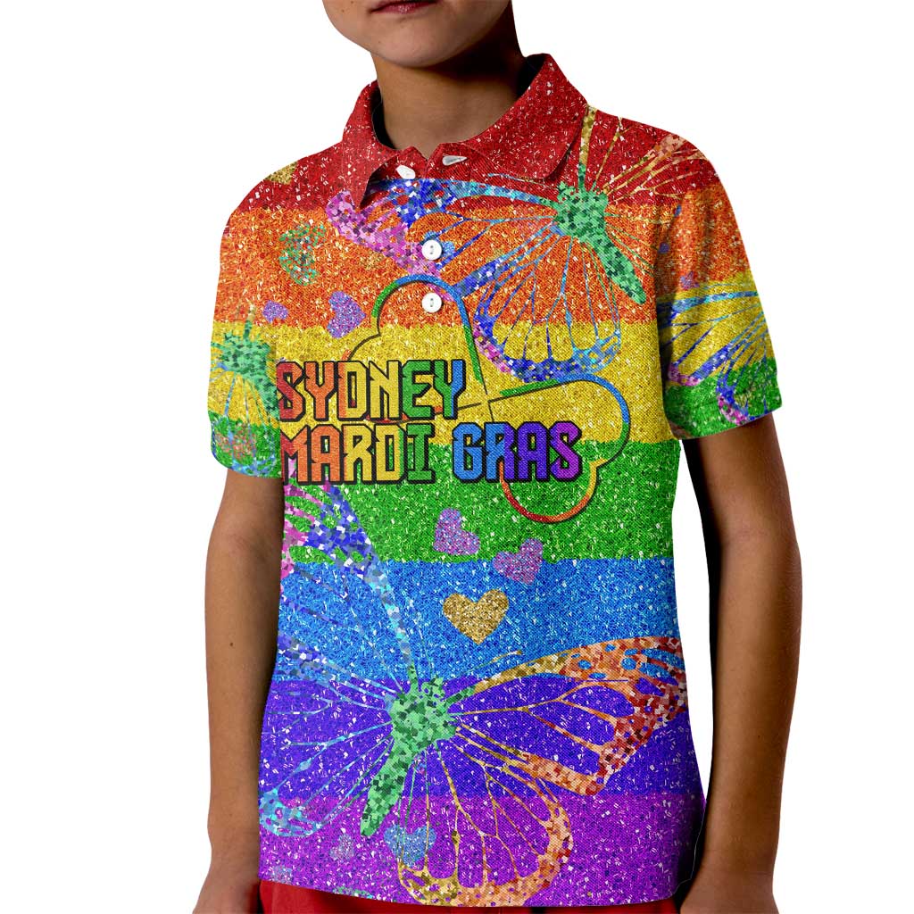 Sydney Mardi Gras Personalized Kid Polo Shirt Pride Rainbow Glitter Colorful Style - Wonder Print Shop