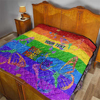 Rainbow glitter bed quilt with “YOUR TEXT” and “Sydney Mardi Gras” butterfly art