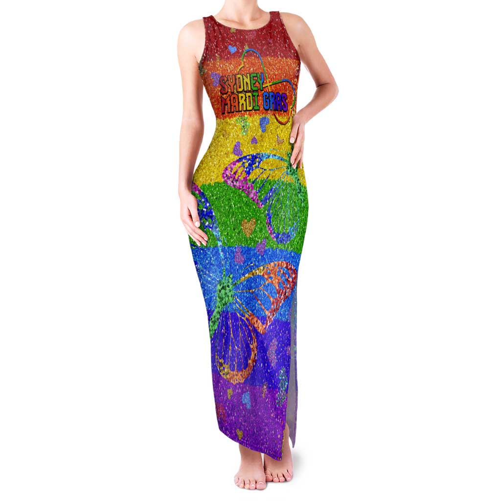 Sydney Mardi Gras Personalized Tank Maxi Dress Pride Rainbow Glitter Colorful Style - Wonder Print Shop