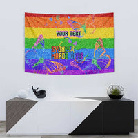 Rainbow glitter pride tapestry featuring butterflies, “YOUR TEXT,” and “SYDNEY MARDI GRAS”