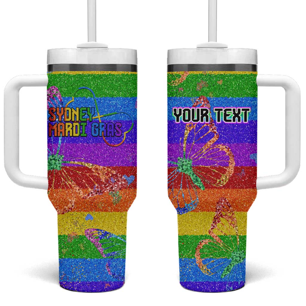 Sydney Mardi Gras Personalized Tumbler With Handle Pride Rainbow Glitter Colorful Style - Wonder Print Shop