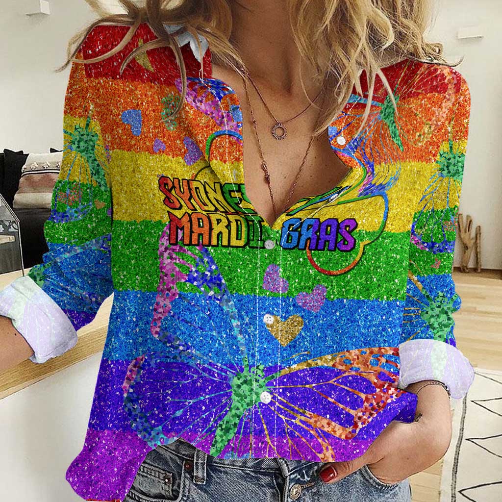 Sydney Mardi Gras Personalized Women Casual Shirt Pride Rainbow Glitter Colorful Style