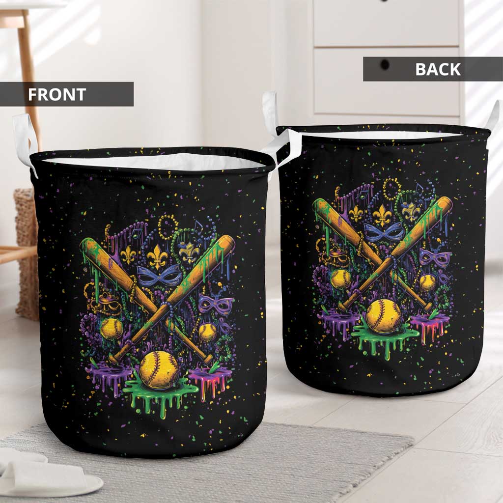Mardi Gras Dripping Laundry Basket Baseball Ice Cream Drip - Wonder Print Shop