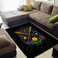 Mardi Gras Dripping Area Rug Baseball Ice Cream Drip - Wonder Print Shop