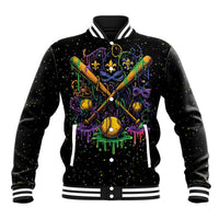 Mardi Gras Dripping Baseball Jacket Baseball Ice Cream Drip - Wonder Print Shop