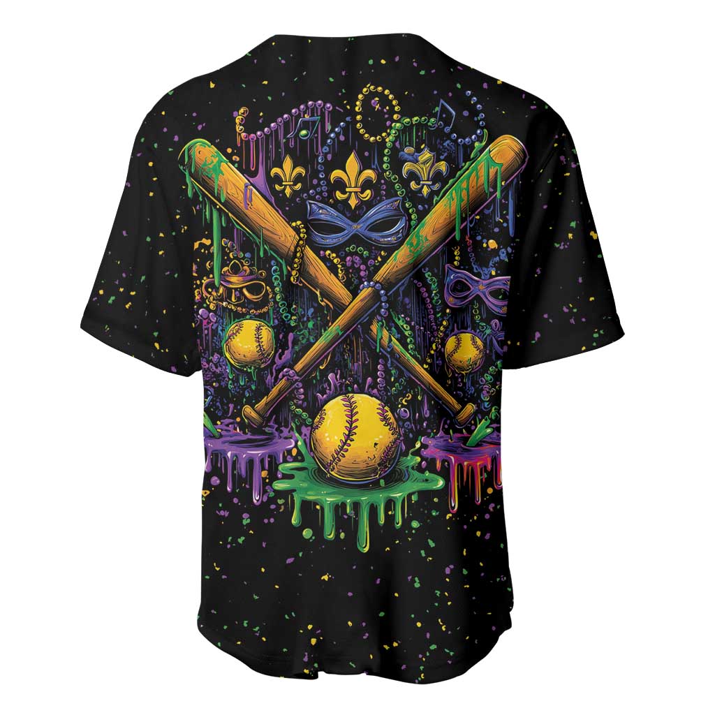 Mardi Gras Dripping Baseball Jersey Baseball Ice Cream Drip - Wonder Print Shop