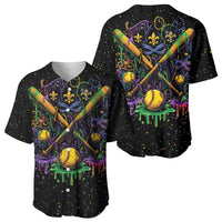 Mardi Gras Dripping Baseball Jersey Baseball Ice Cream Drip - Wonder Print Shop