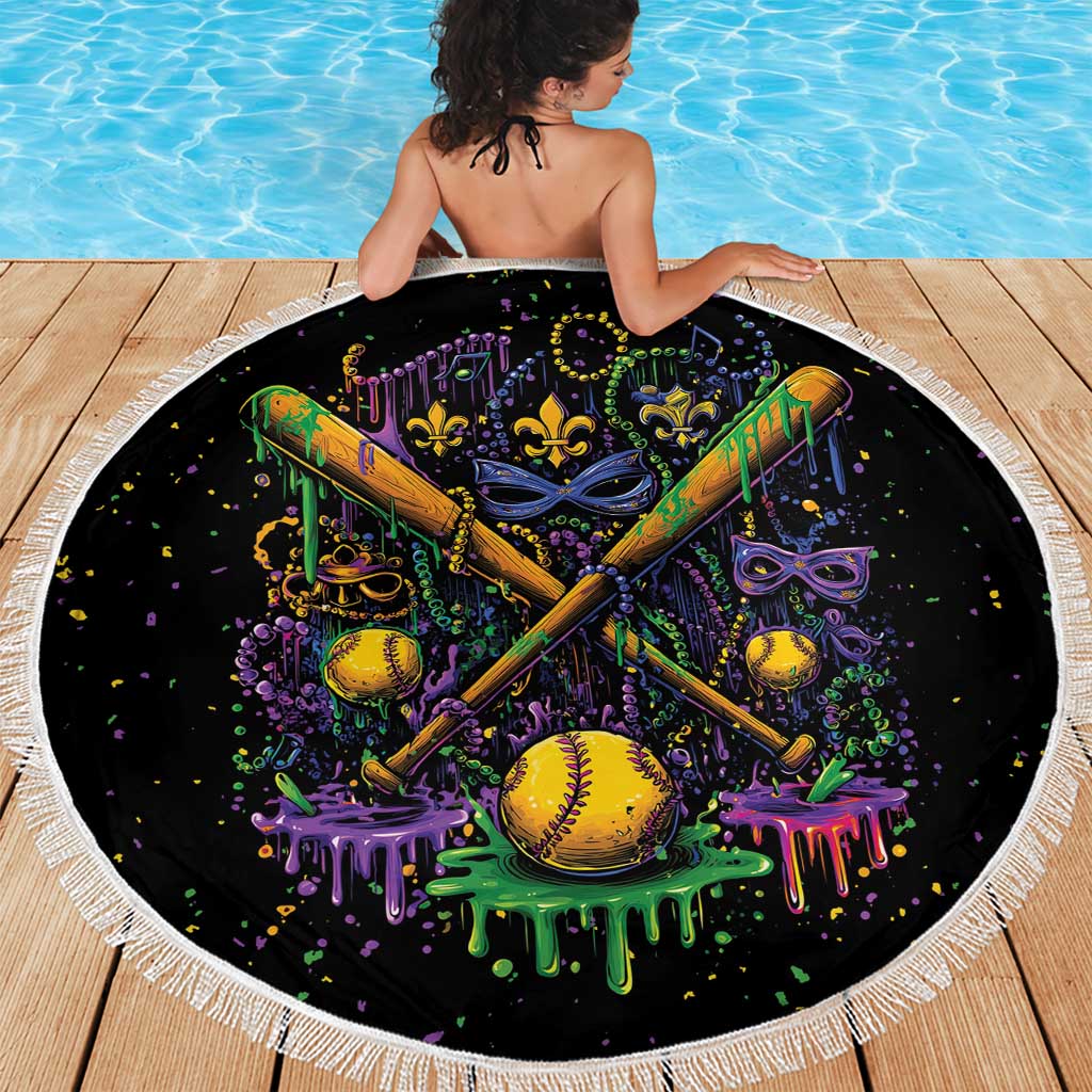 Mardi Gras Dripping Beach Blanket Baseball Ice Cream Drip - Wonder Print Shop