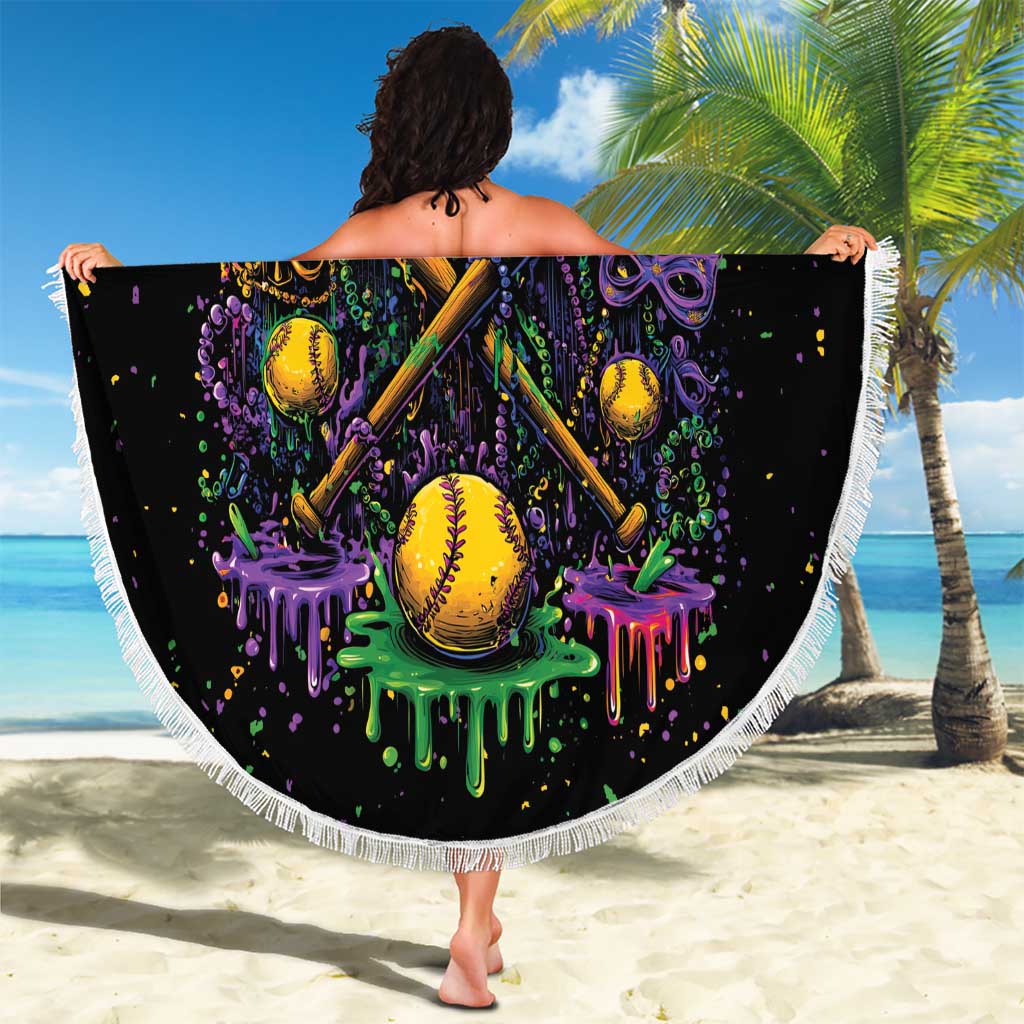 Mardi Gras Dripping Beach Blanket Baseball Ice Cream Drip - Wonder Print Shop