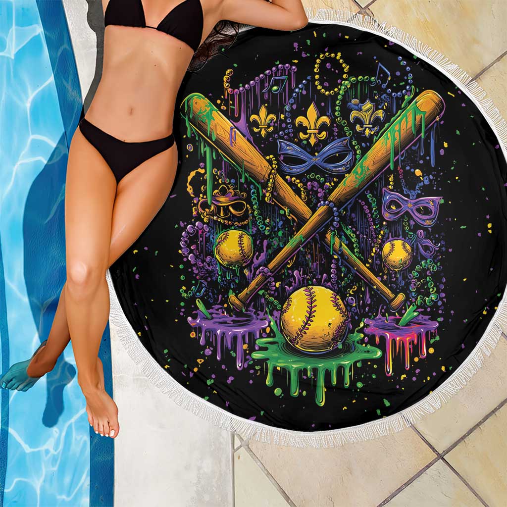 Mardi Gras Dripping Beach Blanket Baseball Ice Cream Drip - Wonder Print Shop