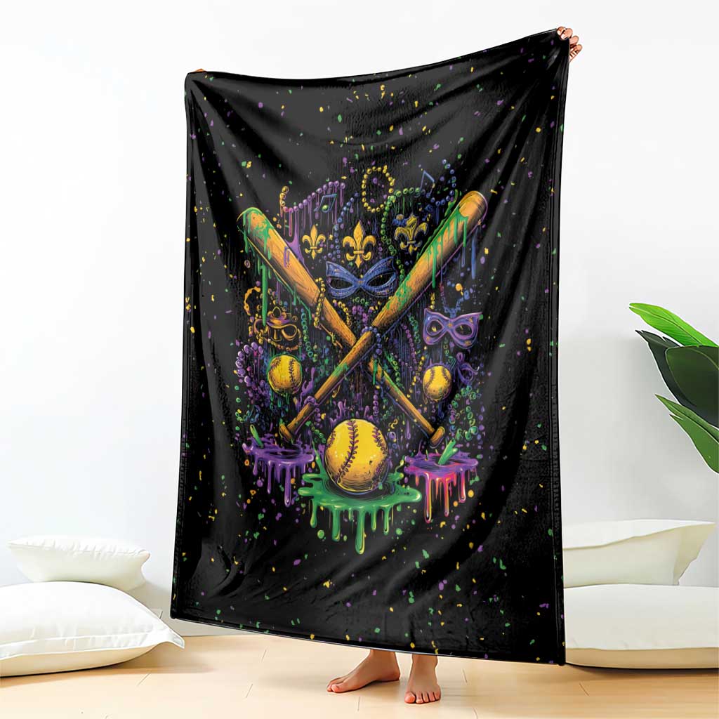 Mardi Gras Dripping Blanket Baseball Ice Cream Drip - Wonder Print Shop