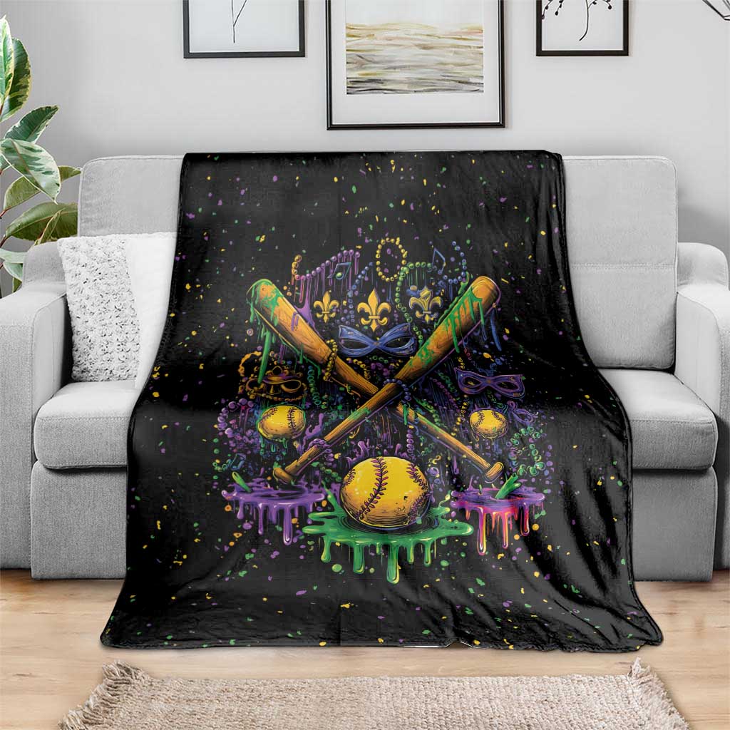 Mardi Gras Dripping Blanket Baseball Ice Cream Drip - Wonder Print Shop