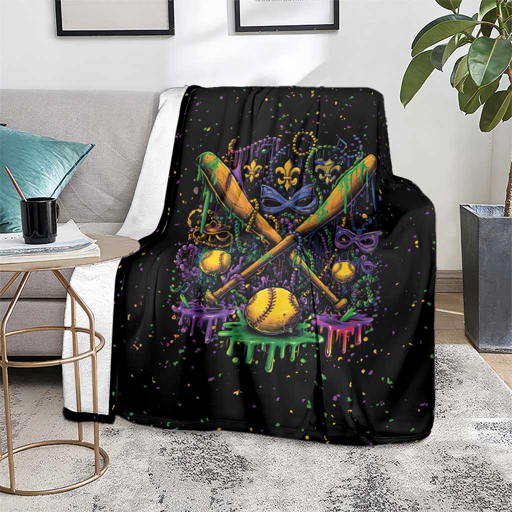 Mardi Gras Dripping Blanket Baseball Ice Cream Drip - Wonder Print Shop