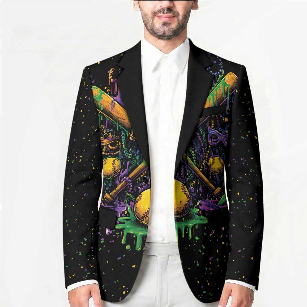 Mardi Gras Dripping Blazer Baseball Ice Cream Drip - Wonder Print Shop