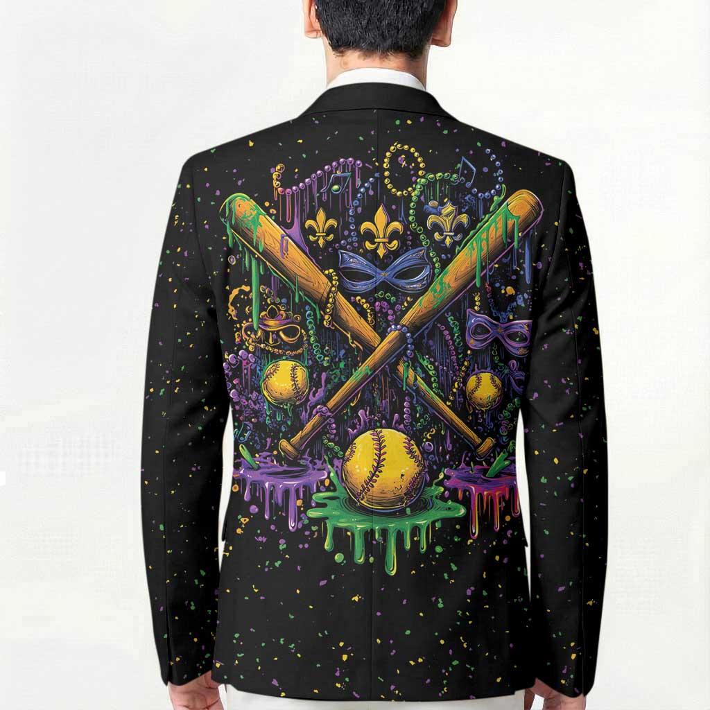 Mardi Gras Dripping Blazer Baseball Ice Cream Drip - Wonder Print Shop