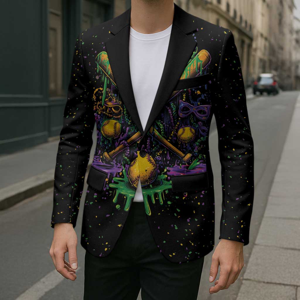 Mardi Gras Dripping Blazer Baseball Ice Cream Drip - Wonder Print Shop