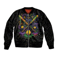 Mardi Gras Dripping Bomber Jacket Baseball Ice Cream Drip - Wonder Print Shop