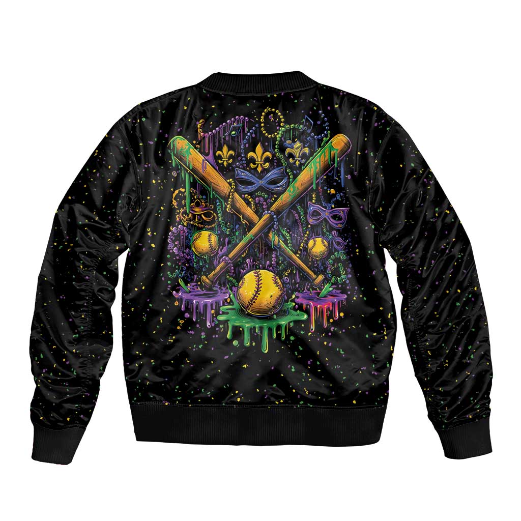 Mardi Gras Dripping Bomber Jacket Baseball Ice Cream Drip - Wonder Print Shop