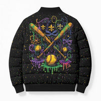 Mardi Gras Dripping Bomber Puffer Jacket Baseball Ice Cream Drip - Wonder Print Shop