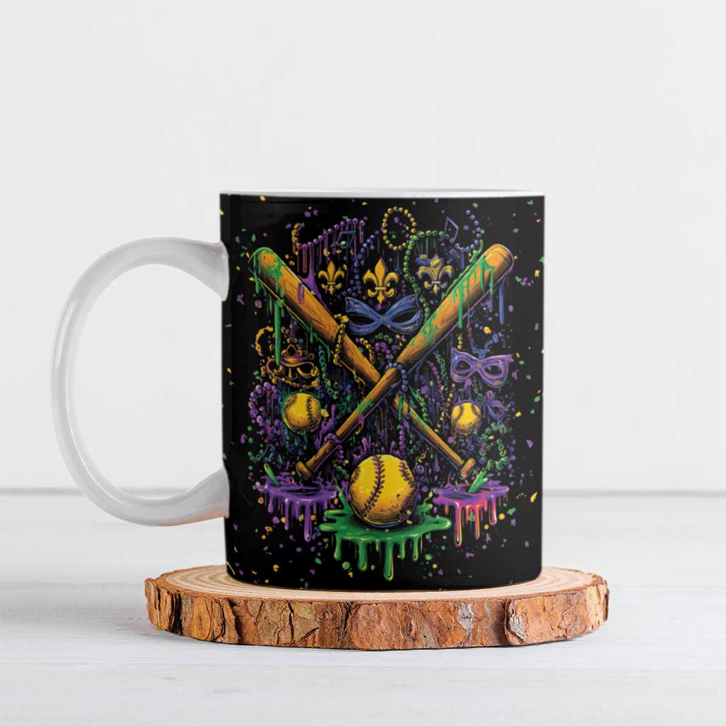 Mardi Gras Dripping Ceramic Mug Baseball Ice Cream Drip - Wonder Print Shop