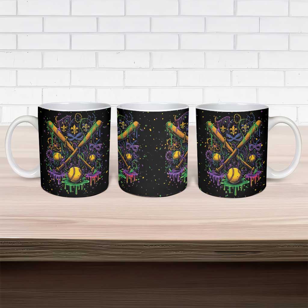 Mardi Gras Dripping Ceramic Mug Baseball Ice Cream Drip - Wonder Print Shop