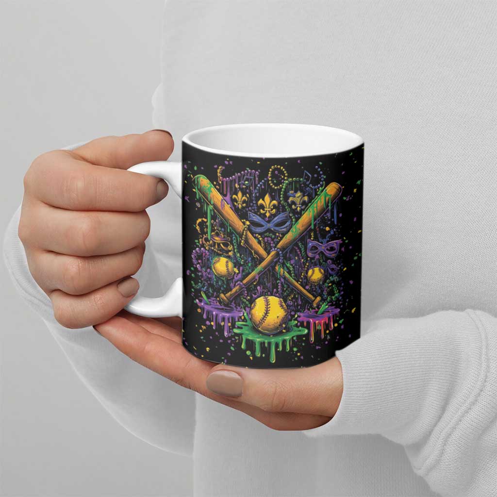 Mardi Gras Dripping Ceramic Mug Baseball Ice Cream Drip - Wonder Print Shop