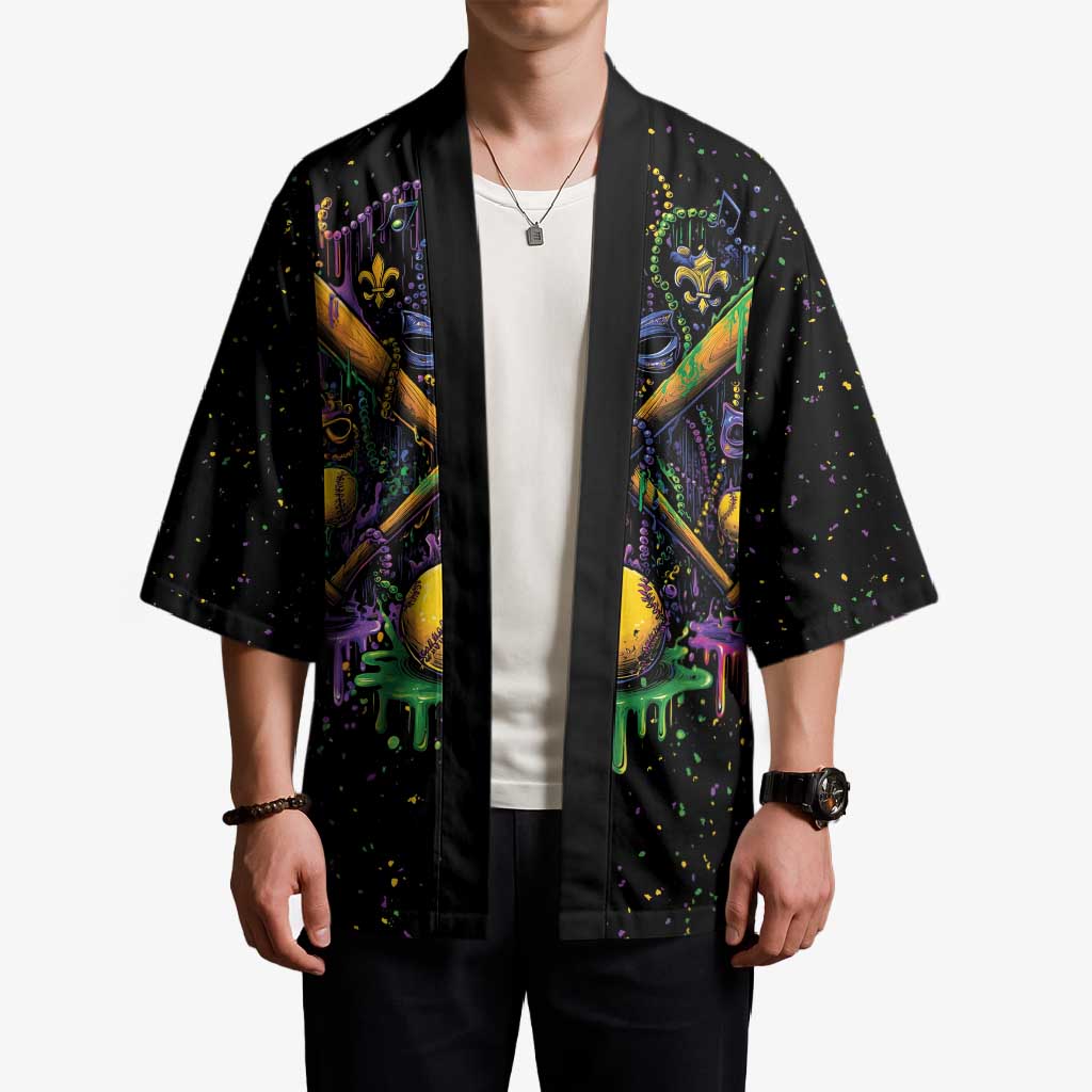 Mardi Gras Dripping Kimono Baseball Ice Cream Drip - Wonder Print Shop