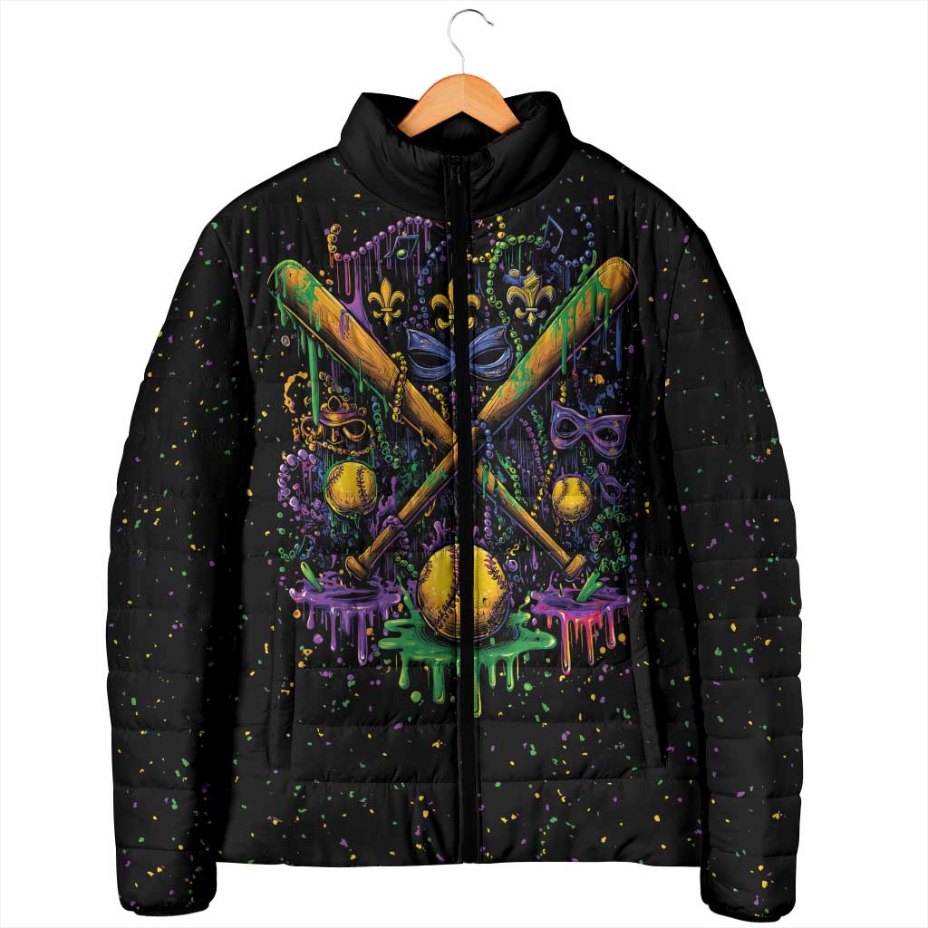 Mardi Gras Dripping Padded Jacket Baseball Ice Cream Drip - Wonder Print Shop