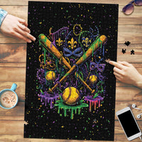 Mardi Gras Dripping Puzzle Baseball Ice Cream Drip - Wonder Print Shop