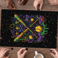 Mardi Gras Dripping Puzzle Baseball Ice Cream Drip - Wonder Print Shop