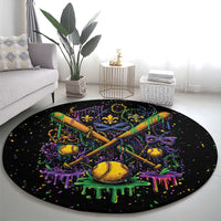 Mardi Gras Dripping Round Carpet Baseball Ice Cream Drip - Wonder Print Shop