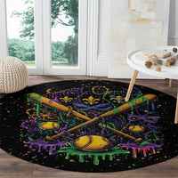 Mardi Gras Dripping Round Carpet Baseball Ice Cream Drip - Wonder Print Shop
