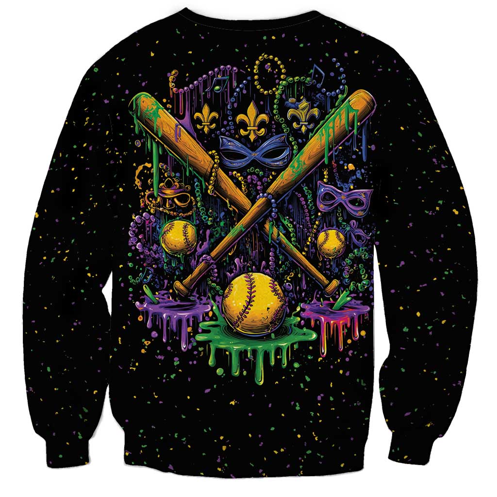 Mardi Gras Dripping Sweatshirt Baseball Ice Cream Drip - Wonder Print Shop