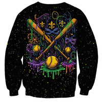 Mardi Gras Dripping Sweatshirt Baseball Ice Cream Drip - Wonder Print Shop