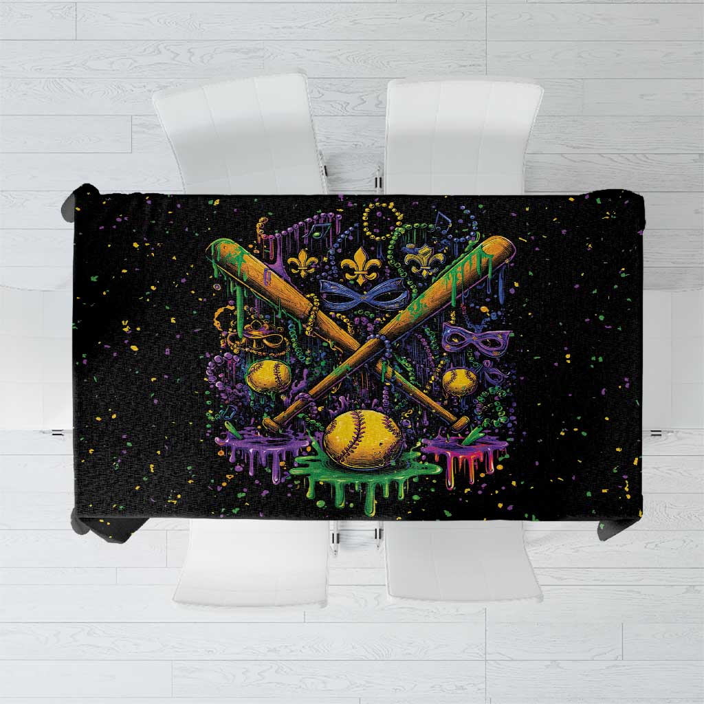 Mardi Gras Dripping Tablecloth Baseball Ice Cream Drip - Wonder Print Shop