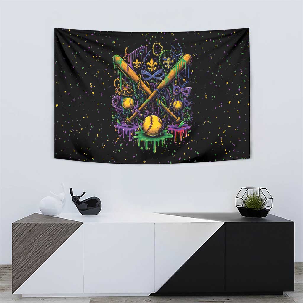 Mardi Gras Dripping Tapestry Baseball Ice Cream Drip - Wonder Print Shop