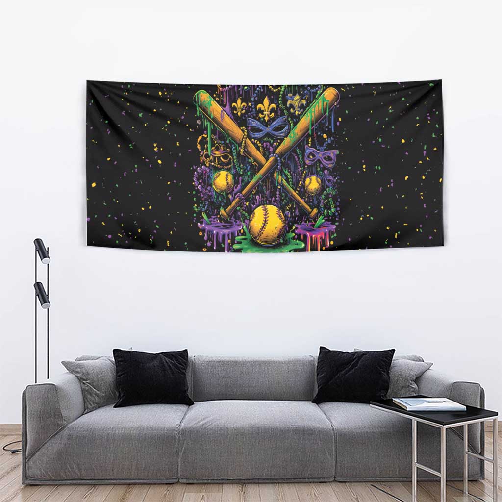 Mardi Gras Dripping Tapestry Baseball Ice Cream Drip - Wonder Print Shop