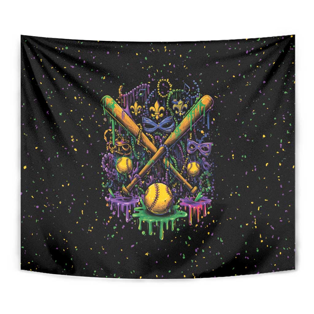 Mardi Gras Dripping Tapestry Baseball Ice Cream Drip - Wonder Print Shop