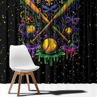 Mardi Gras Dripping Window Curtain Baseball Ice Cream Drip - Wonder Print Shop