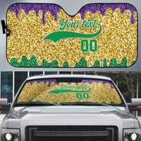 Custom Mardi Gras Dripping Auto Sun Shade Baseball Sparkling Drip Motif - Wonder Print Shop